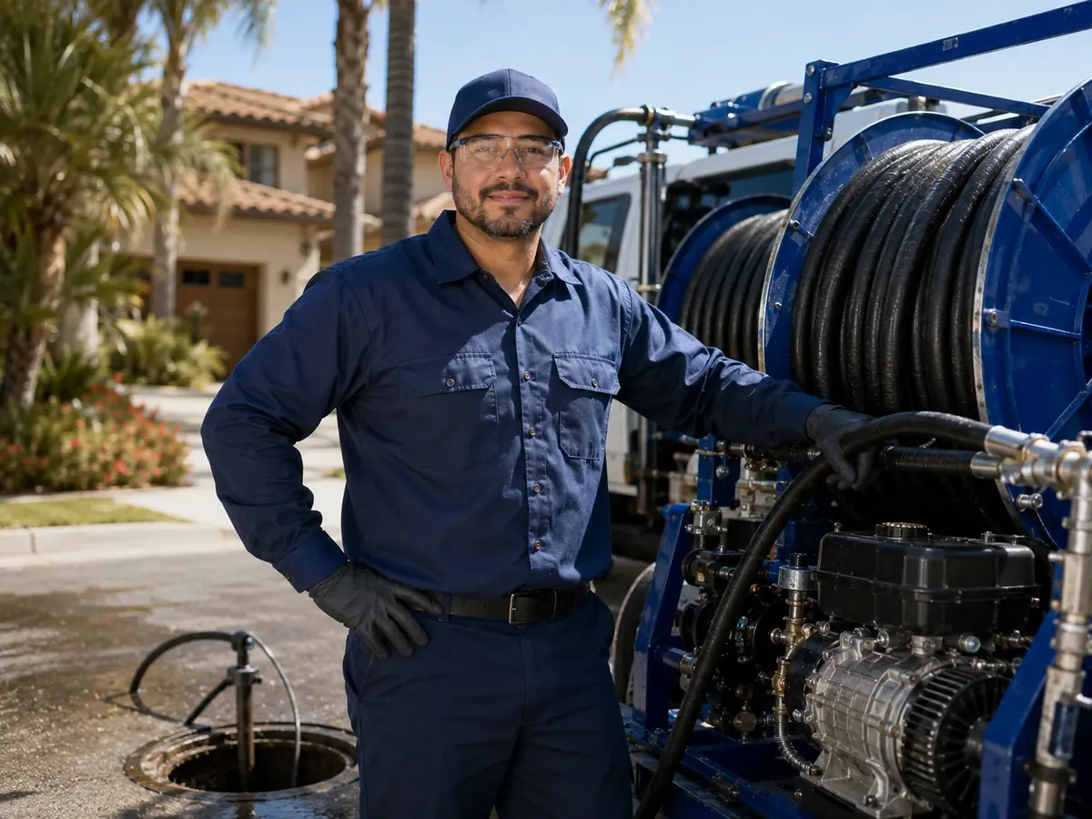 Hydro jet sewer cleaning in Arvin
